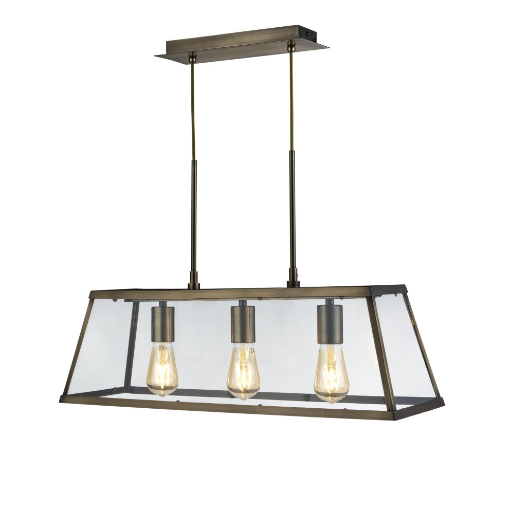 Search Voyager 3 Lantern Bar Antique Brass Glass Light