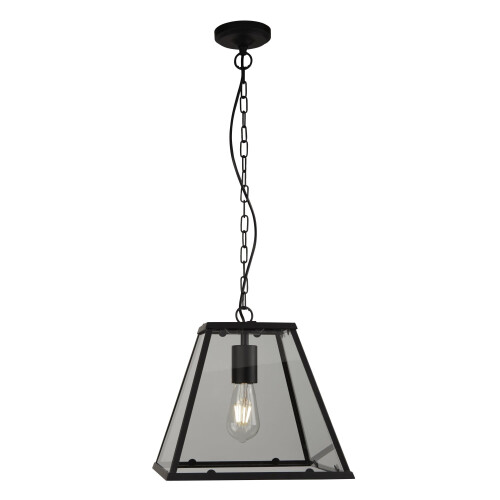 Searchlight Searchlight Lantern 1 Light Pendant With Matt Black Frame