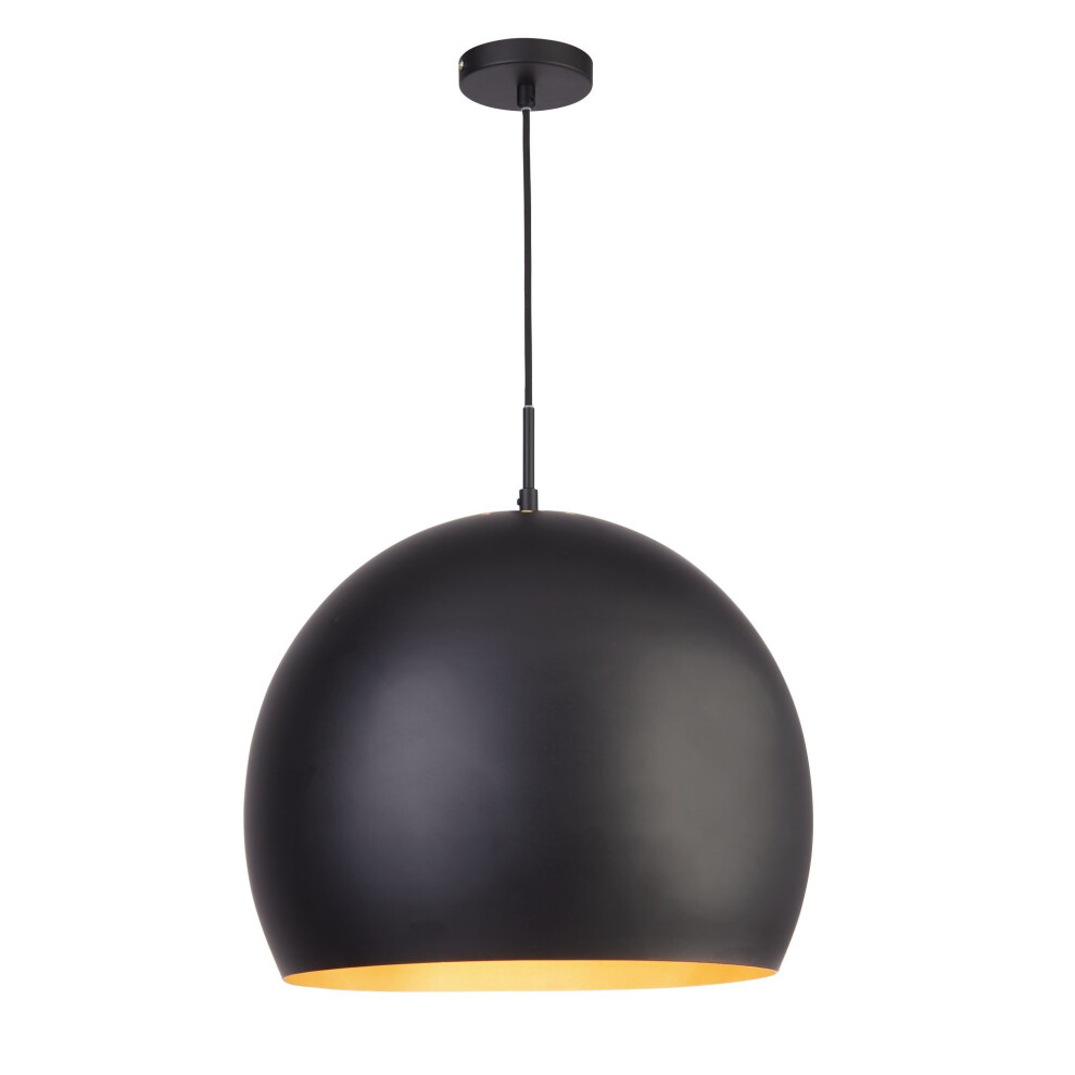 Searchlight Industrial Pendant 1 Light 40Cm Black Ball Pendant Gold Interior