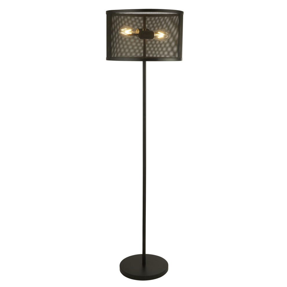 Searchlight Fishnet 2 Light Floor Lamp Matt Black