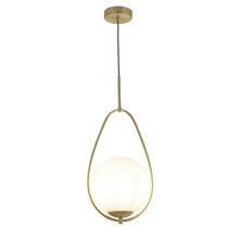 Searchlight Avalon 1 Light Ball Pendant Gold With Opal Glass