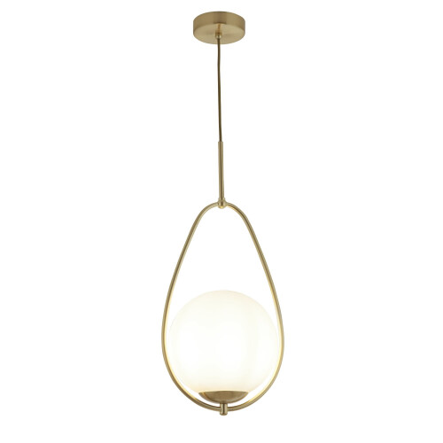 Searchlight Searchlight Avalon 1 Light Ball Pendant Gold With Opal Glass