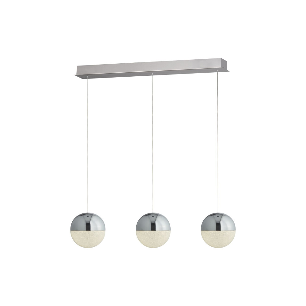 Search Marbles 3 Led Globe Pendant Crushed Ice Effect Shade Chrome Light