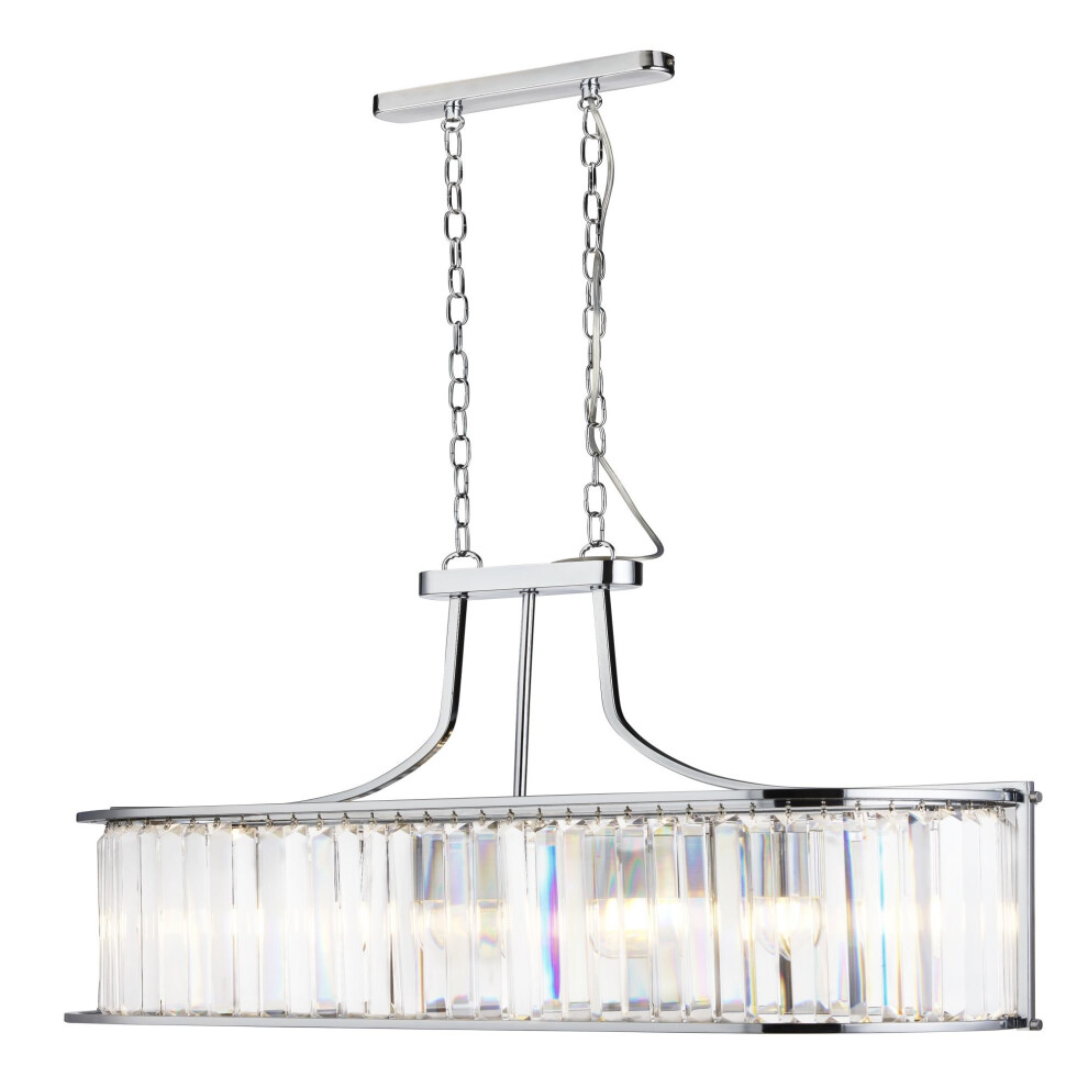 Searchlight Victoria 5 Light Oval Pendant Chrome With Crystal Glass