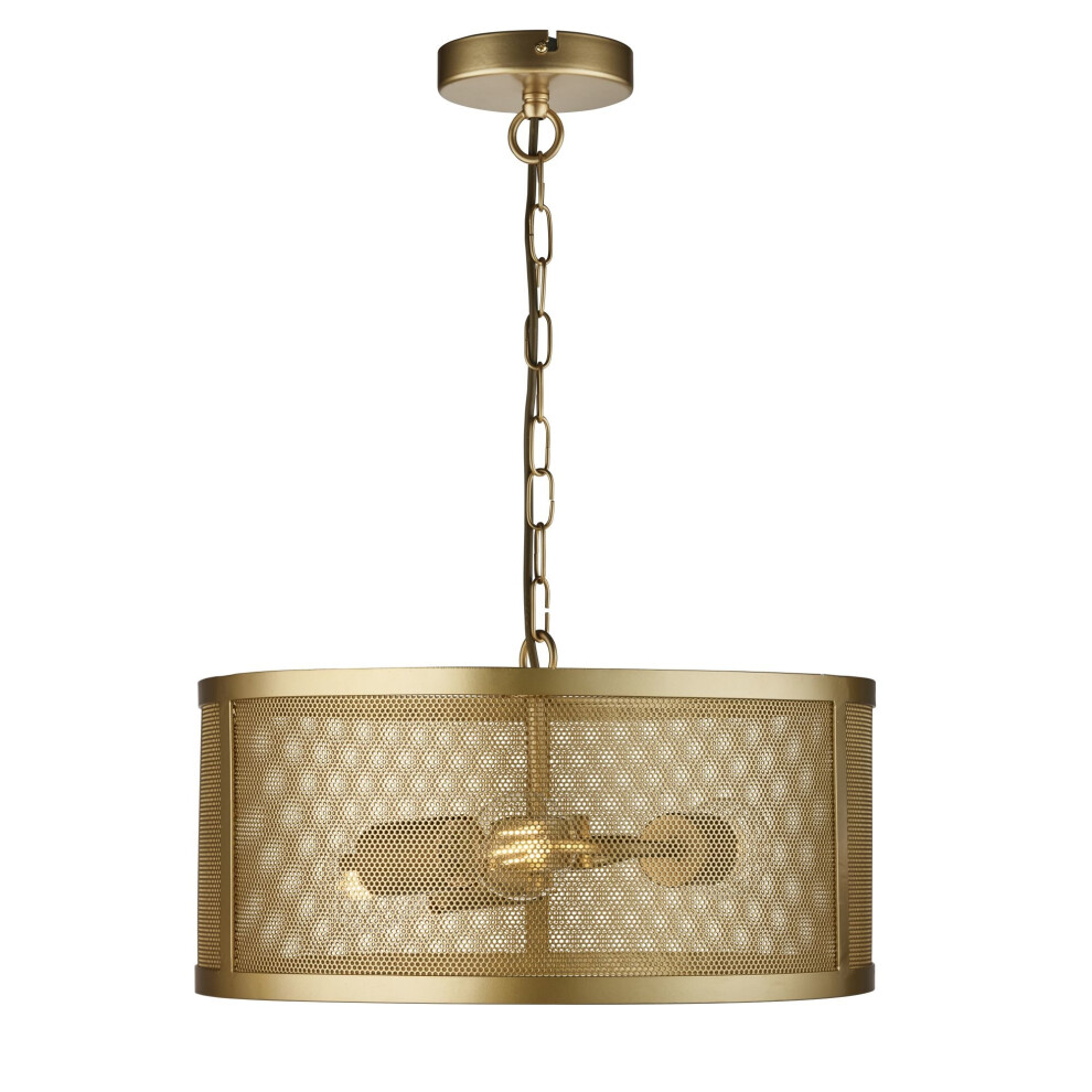 Searchlight Fishnet 3 Light Drum Pendant Matt Gold