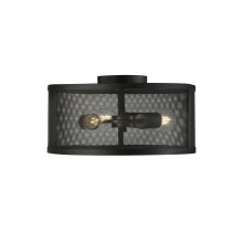 Searchlight Fishnet 3 Light Drum Flush Matt Black