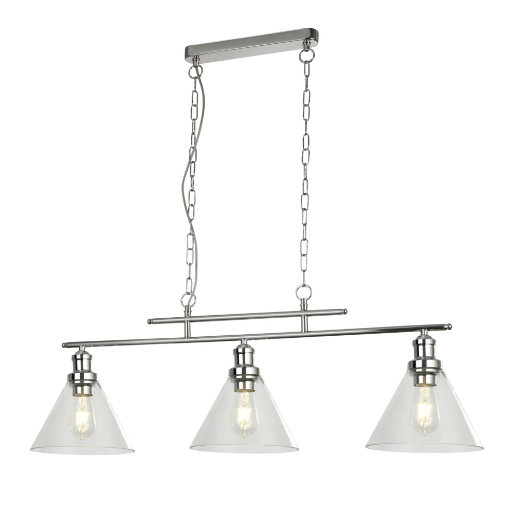 Searchlight Pyramid 3 Light Pendant Cc Clear Glass Shade