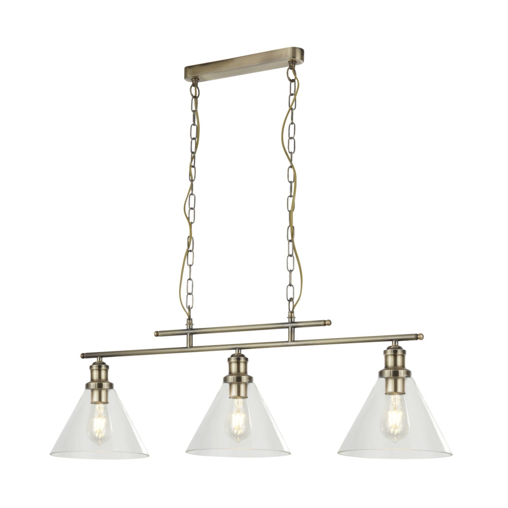 Searchlight Pyramid 3 Light Pendant Ab Clear Glass Shade