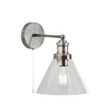 Searchlight Pyramid Wall Light SS Clear Glass Shade