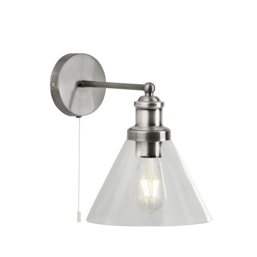 Searchlight Searchlight Pyramid Wall Light SS Clear Glass Shade
