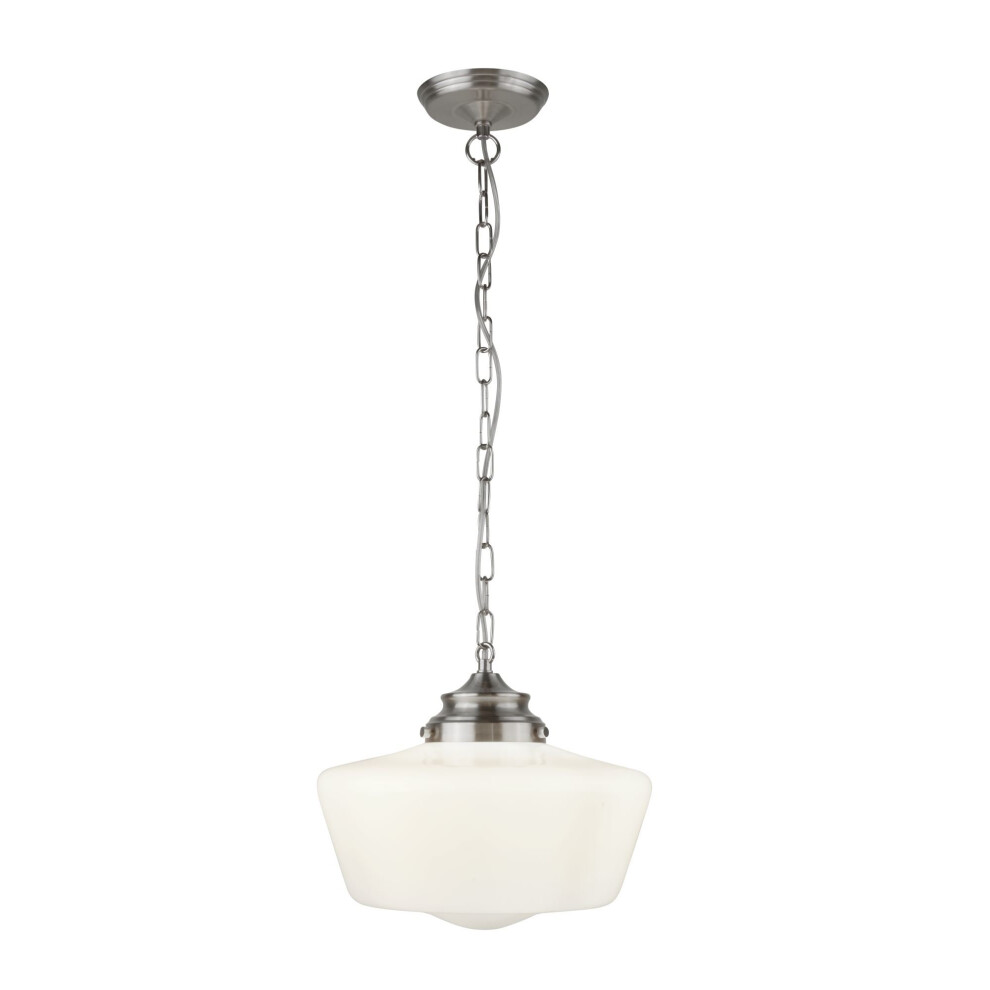 Searchlight School House White Pendant With Opal Glass