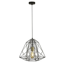 Searchlight Geometric Cage 1 Light Pendant Matt Black With Satin Brass