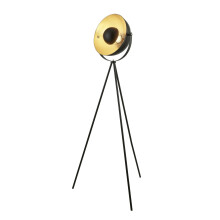 Searchlight Blink 1 Light Tripod Floor Lamp Matt Black With Gold Shade Interior