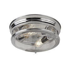 Searchlight Edinburgh 2 Light Flush Chrome With Clear Glass Ip44