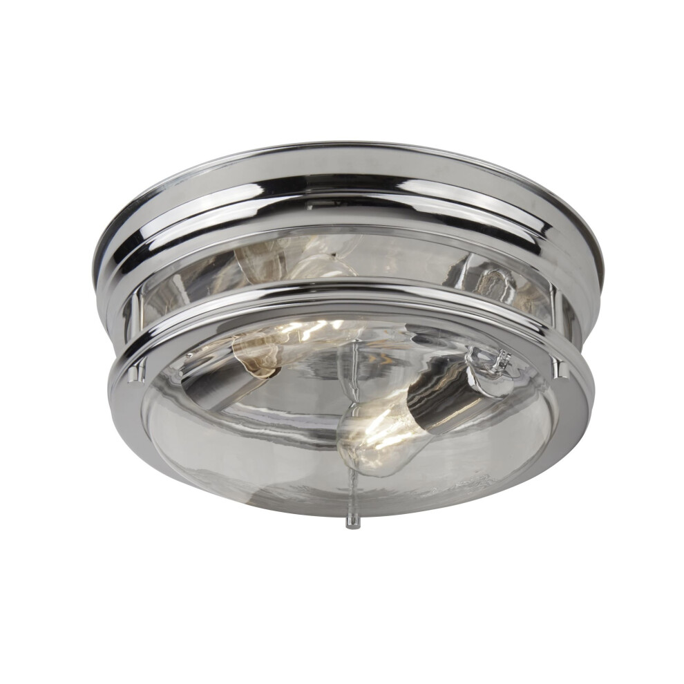 Searchlight Edinburgh 2 Light Flush Chrome With Clear Glass Ip44