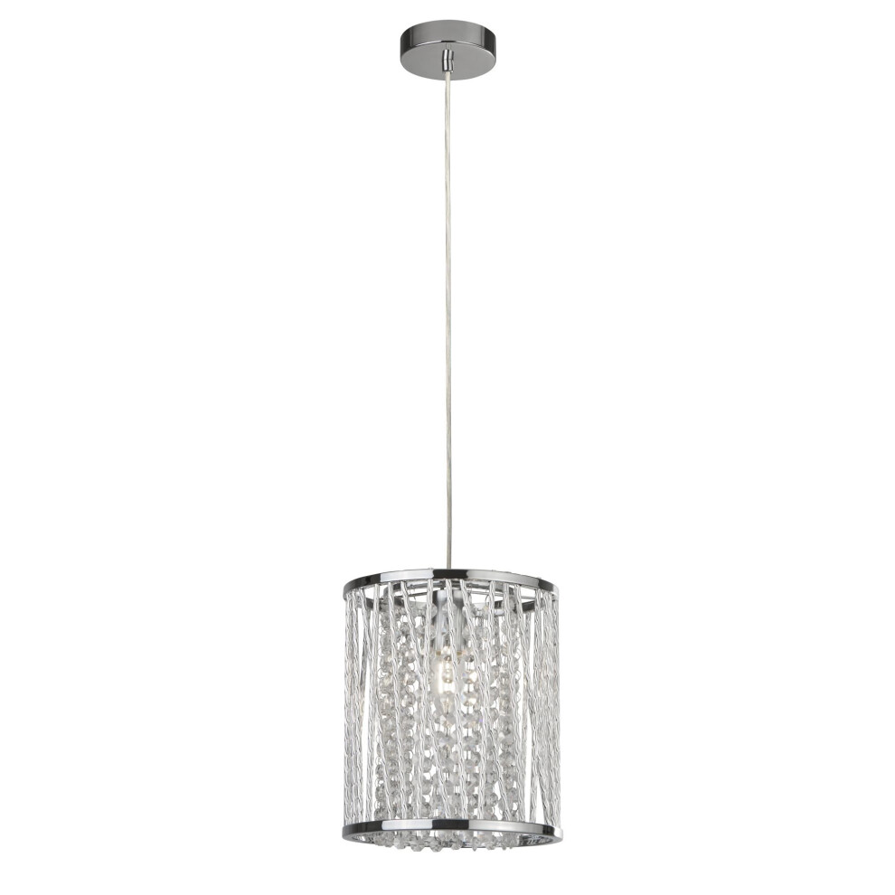 Searchlight Elise 1 Light Pendant Chrome Crystal Drops