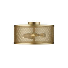 Searchlight Fishnet 3 Light Drum Flush Matt Gold