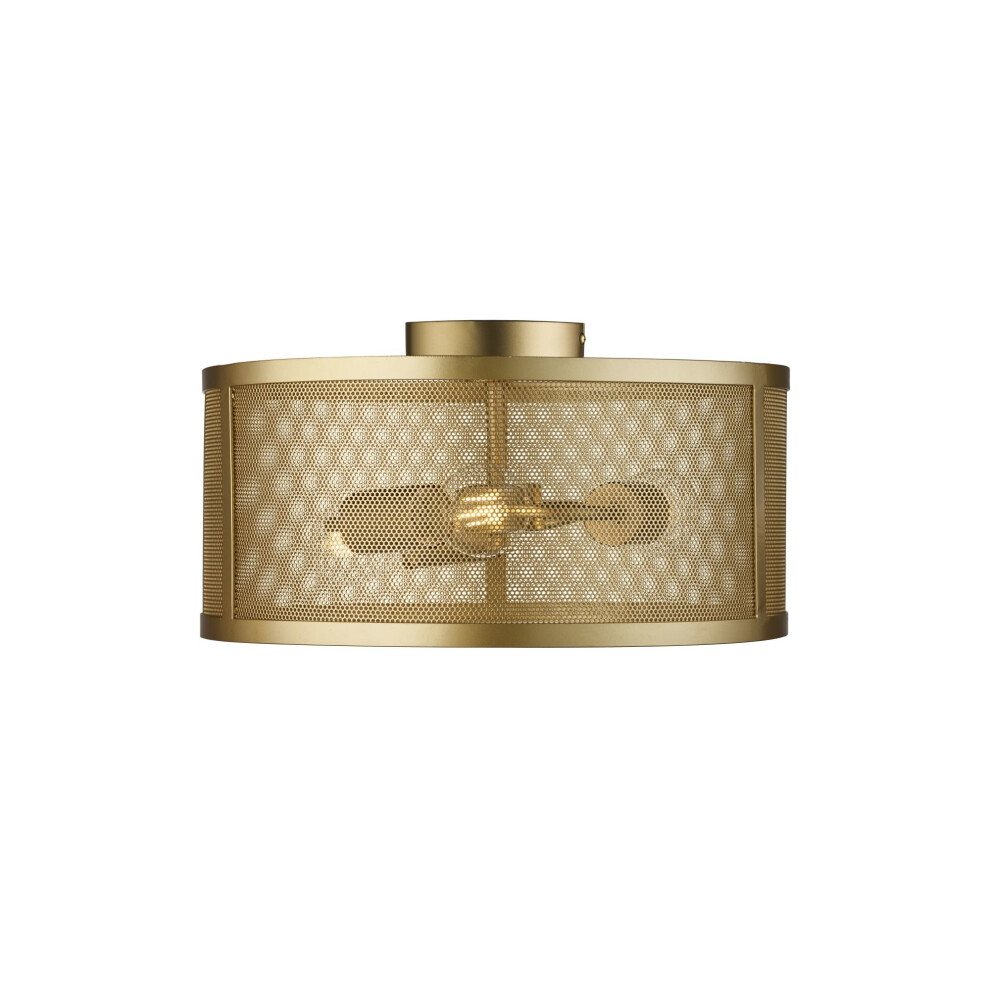 Searchlight Fishnet 3 Light Drum Flush Matt Gold