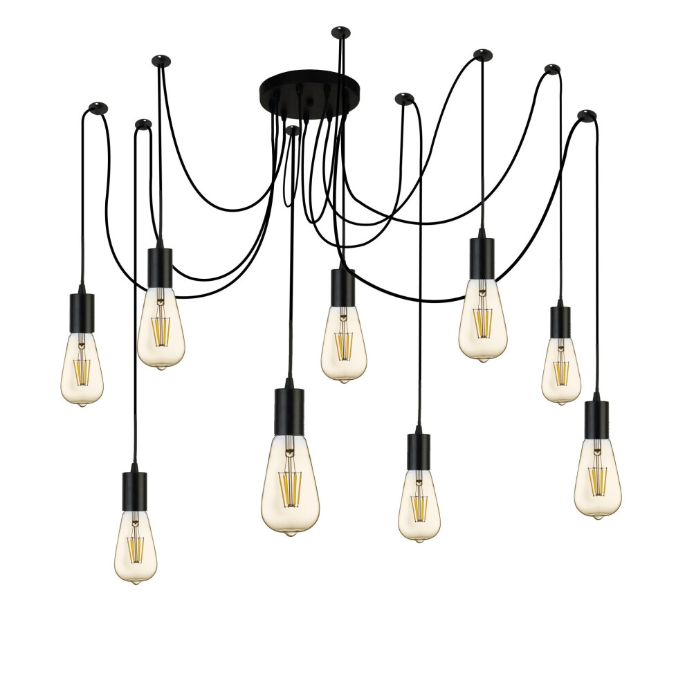 Searchlight Squiggle 9 Light Pendant Black