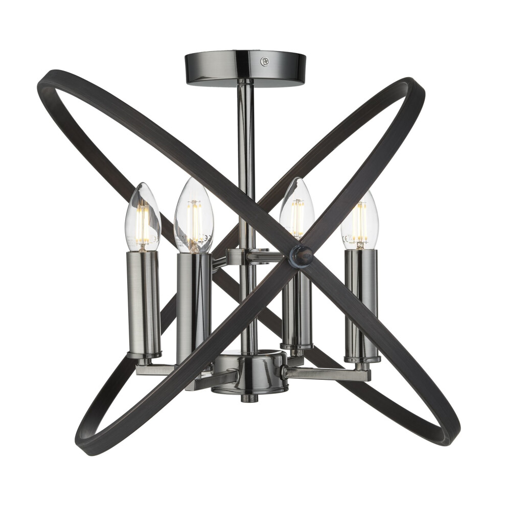 Searchlight Hoopla 4 Light Semi Flush Pewter