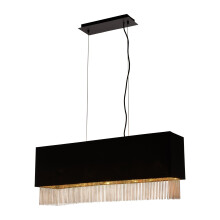 Searchlight Fringe 4 Light Pendant Black Shade With Gold Chain