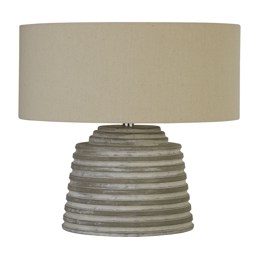 Searchlight Liana Grey Ridged Cement Table Lamp With Grey Shade