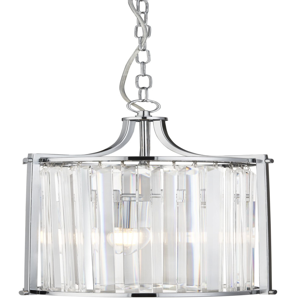Searchlight Victoria 2 Light Pendant Chrome With Crystal Glass