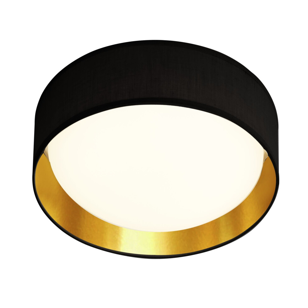 Searchlight Gianna 1 Light LED Flush Ceiling Light Acrylic Black Shade/Gold