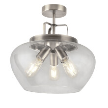 Searchlight Boule 3 Light Semi Flush Satin Silver/Clear
