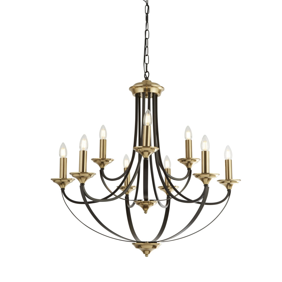 Searchlight Belfry 9 Light Pendant Dark Bronze & Brown