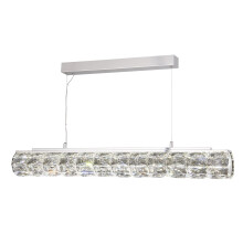 Searchlight Remy LED Pendant Hexagonal Tube Bar Chrome Clear Crystal Trim