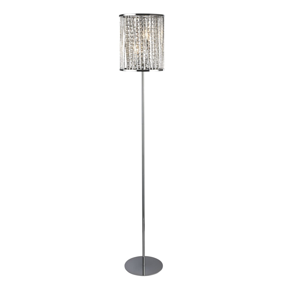 Searchlight Elise 2 Light Floor Lamp Chrome Crystal Drops