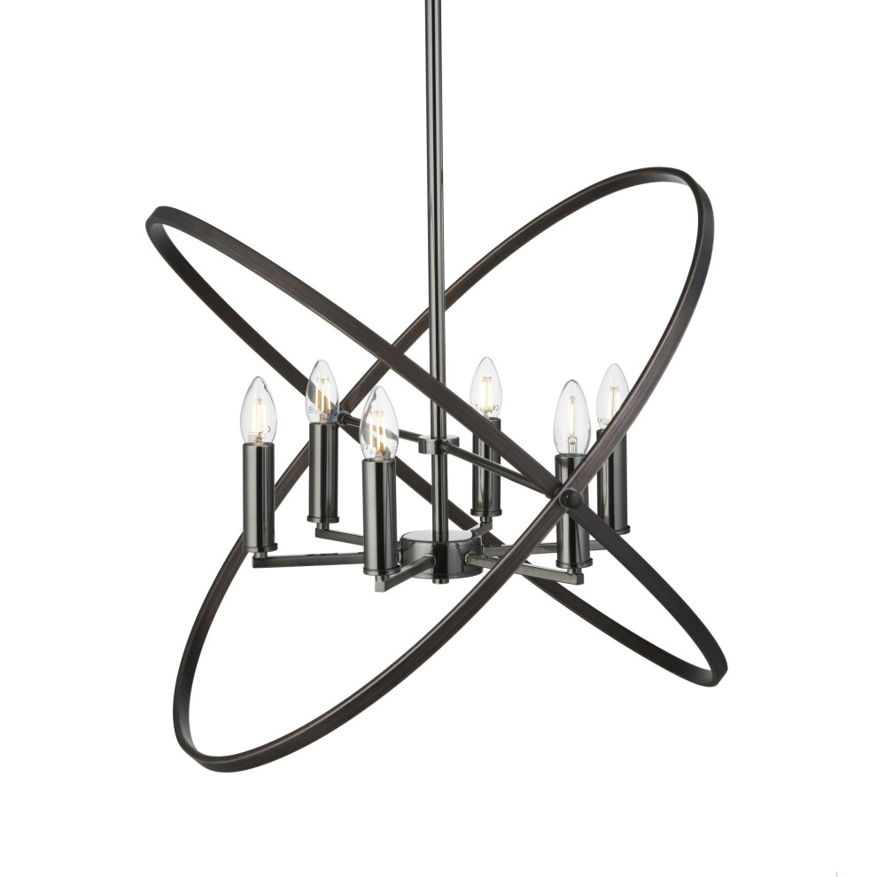 Searchlight Hoopla 6 Light Pendant Pewter