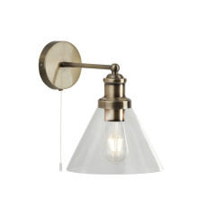 Searchlight Pyramid Wall Light Ab Clear Glass Shade