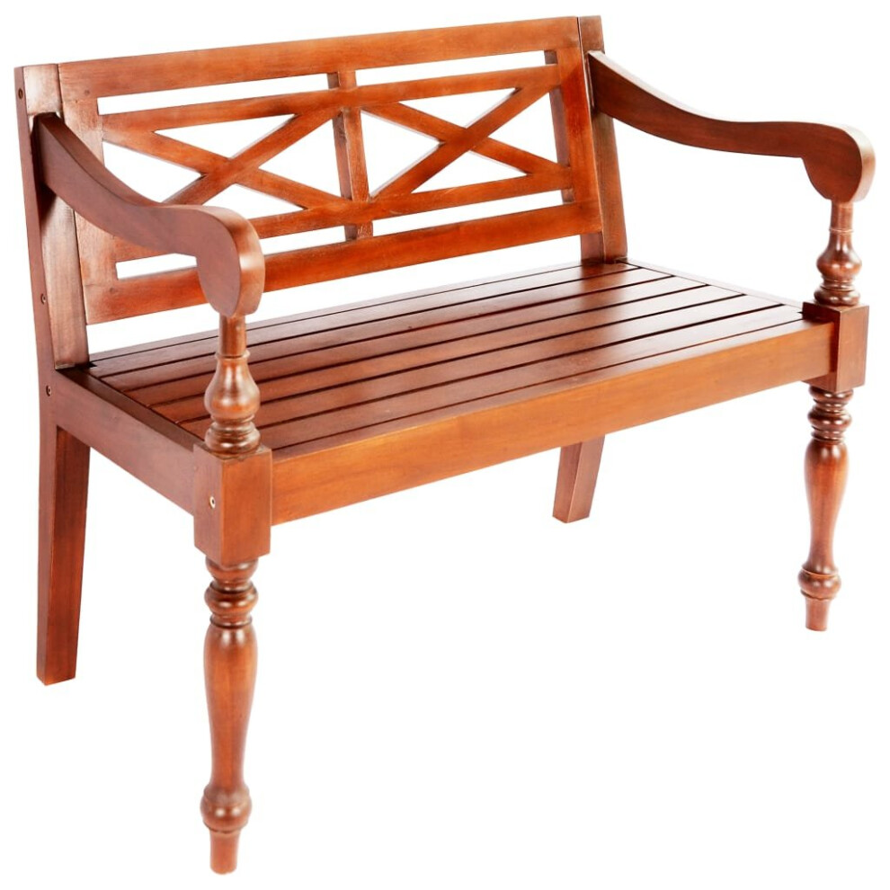 Vidaxl Solid Mahogany Wood Batavia Bench 98X50x82cm Dark Entryway Seat Brown