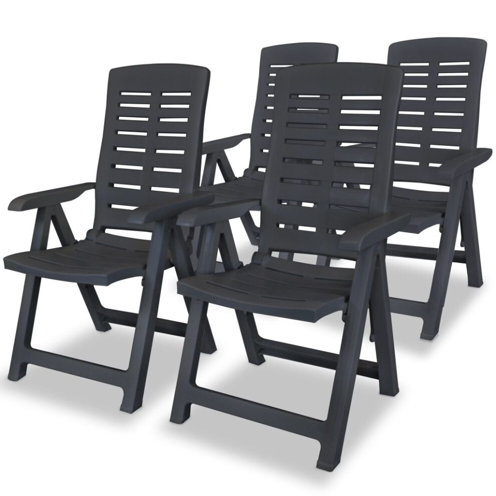 vidaXL 4x Reclining Garden Chairs 60x61x108cm Plastic Anthracite Foldable Seat