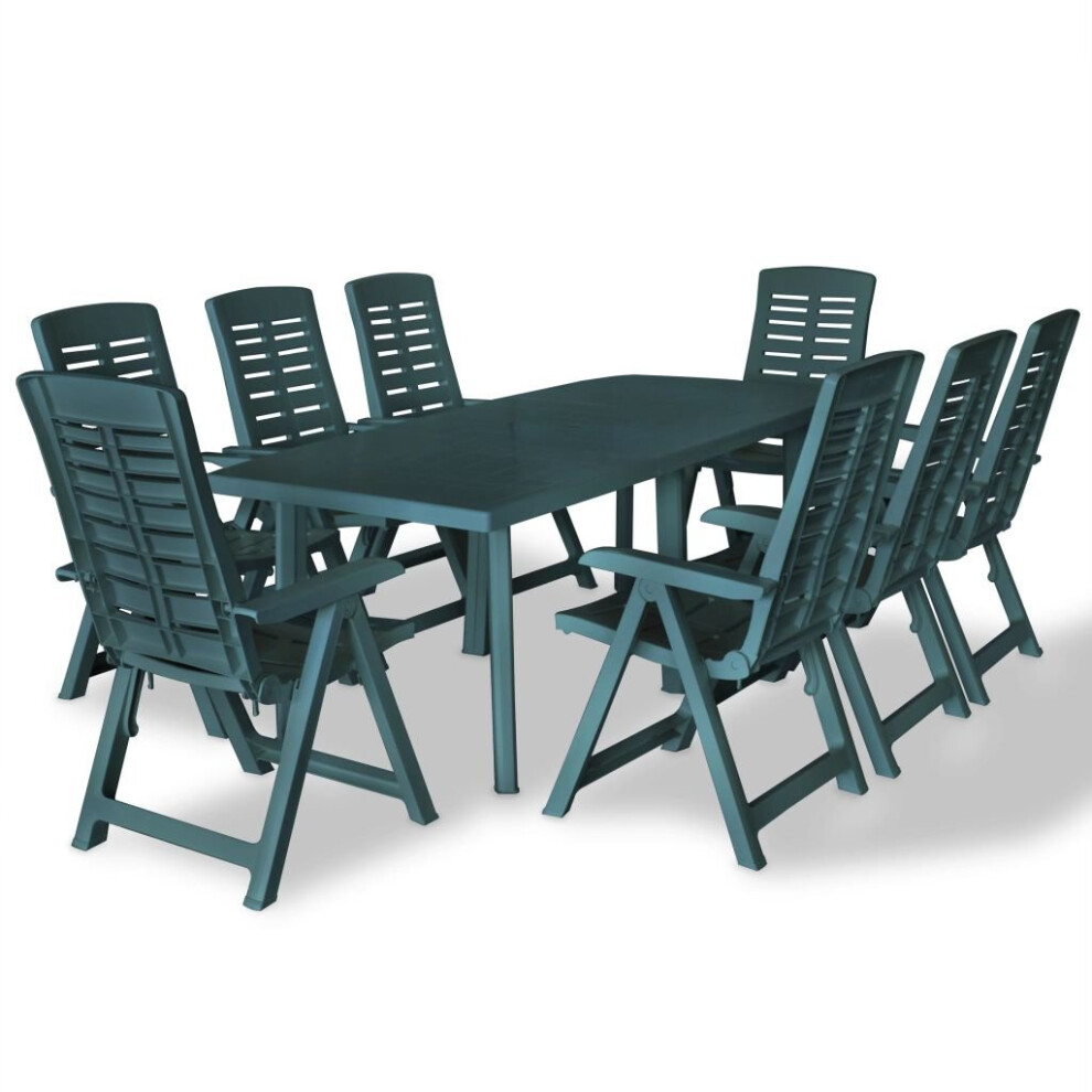 vidaXL Outdoor Dining Set 9 Piece 210x96x72cm Green Garden Table Folding Chair