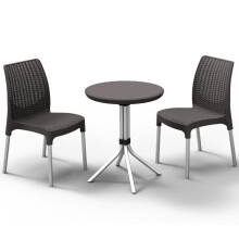 Keter Bistro Set 3 Piece Chelsea Graphite Outdoor Garden Table Chairs 223562