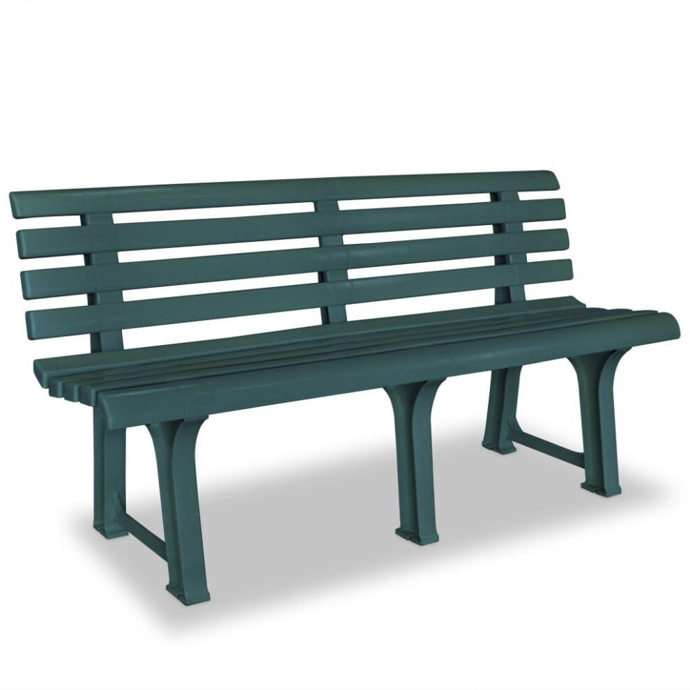 vidaXL Garden Bench 145.5x49x74cm Plastic Green Outdoor Patio Seat Furniture