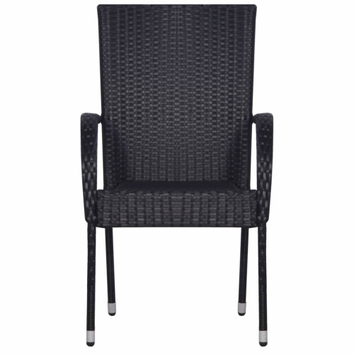 VidaXL vidaXL Stapelbare Gartenstühle 2 Stk. Poly Rattan Schwarz 2