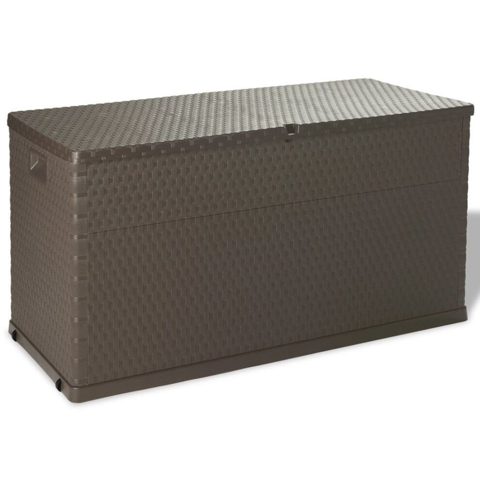 vidaXL Garden Storage Box Brown PP Rattan Home Patio Outdoor Case Furniture
