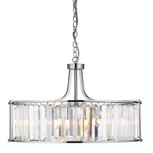 Searchlight Victoria 5 Light Drum Pendant Chrome With Crystal Glass
