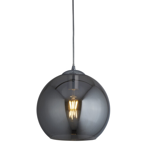 Searchlight Pendant Light Smoked Glass Globe Chrome Ceiling Light E27 Dimmable IP20 35cm