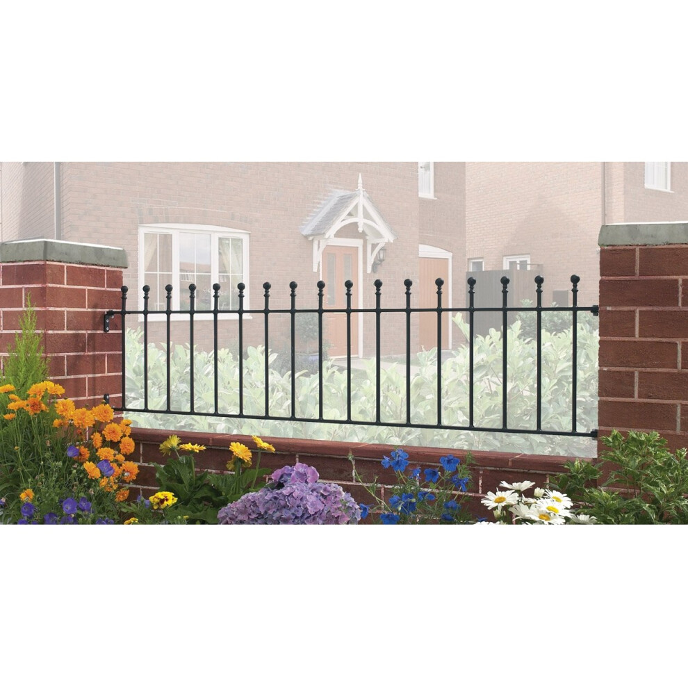 (1830mm GAP X 455mm High Galvanised) Manor Ball Top Railing Metal Wrought Iron Fencing