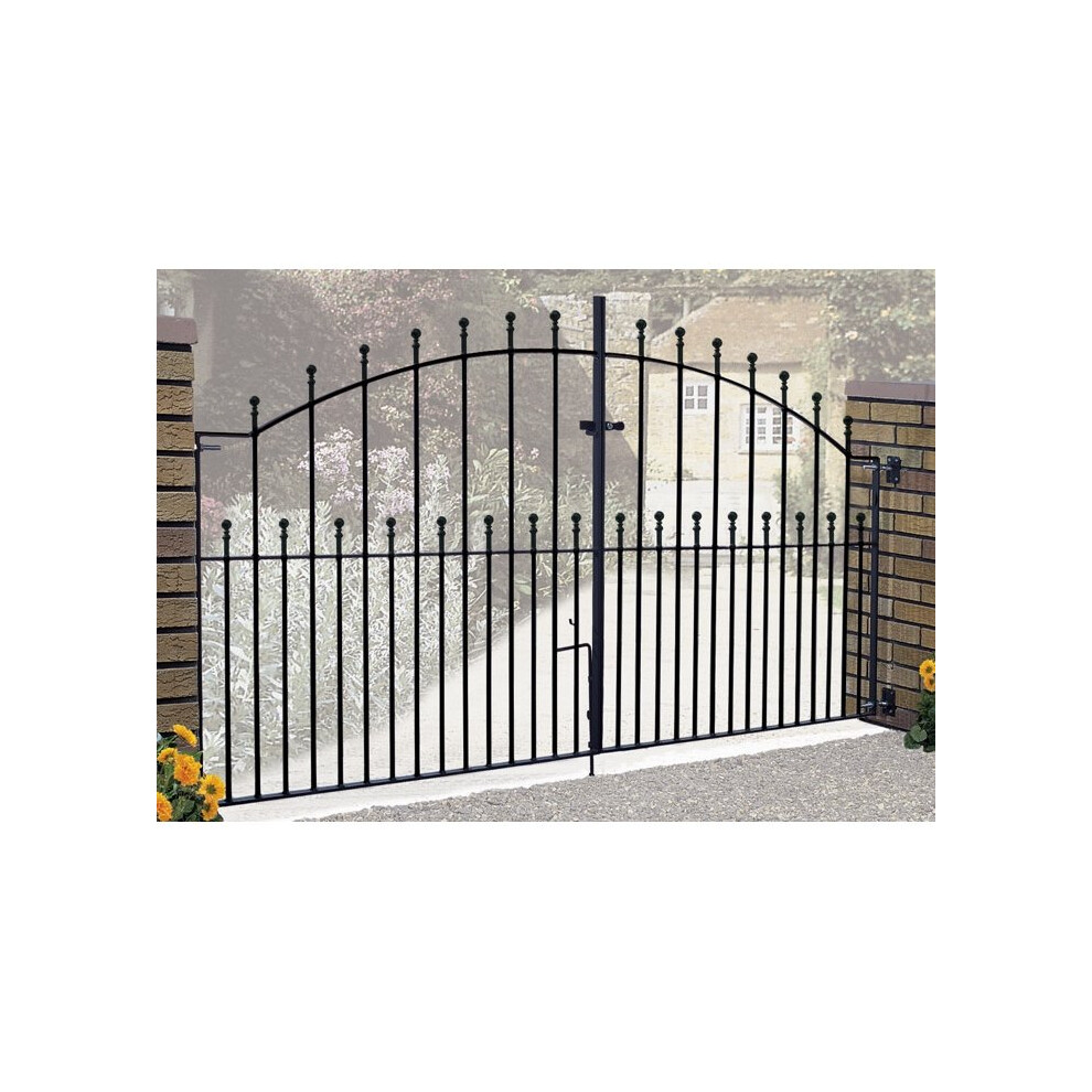 (3048mm (10ft) GAP X 1220mm Central Height) Manor Ball Top Arched Driveway Garden Gates metal