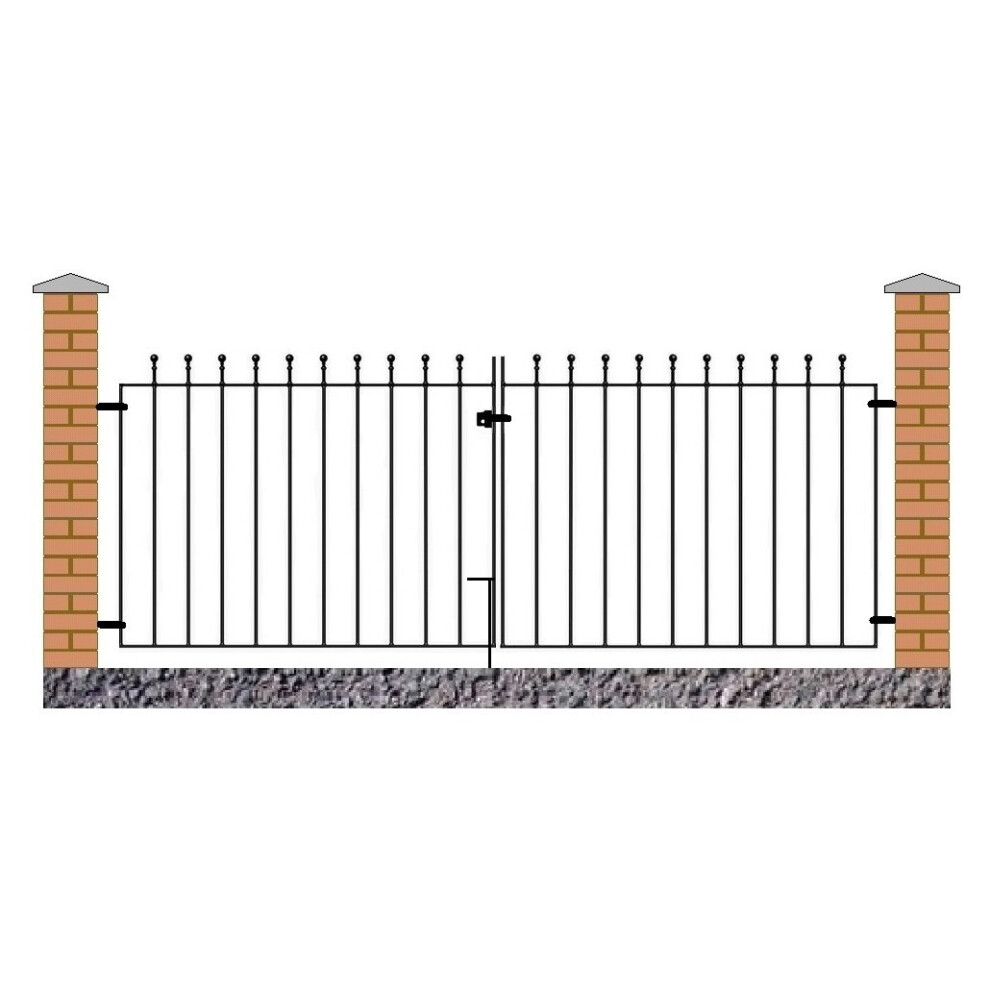 (2743Mm (9Ft) Gap X 915Mm High) Manor Ball Top Flat Driveway Garden Gates Metal 5016635803775
