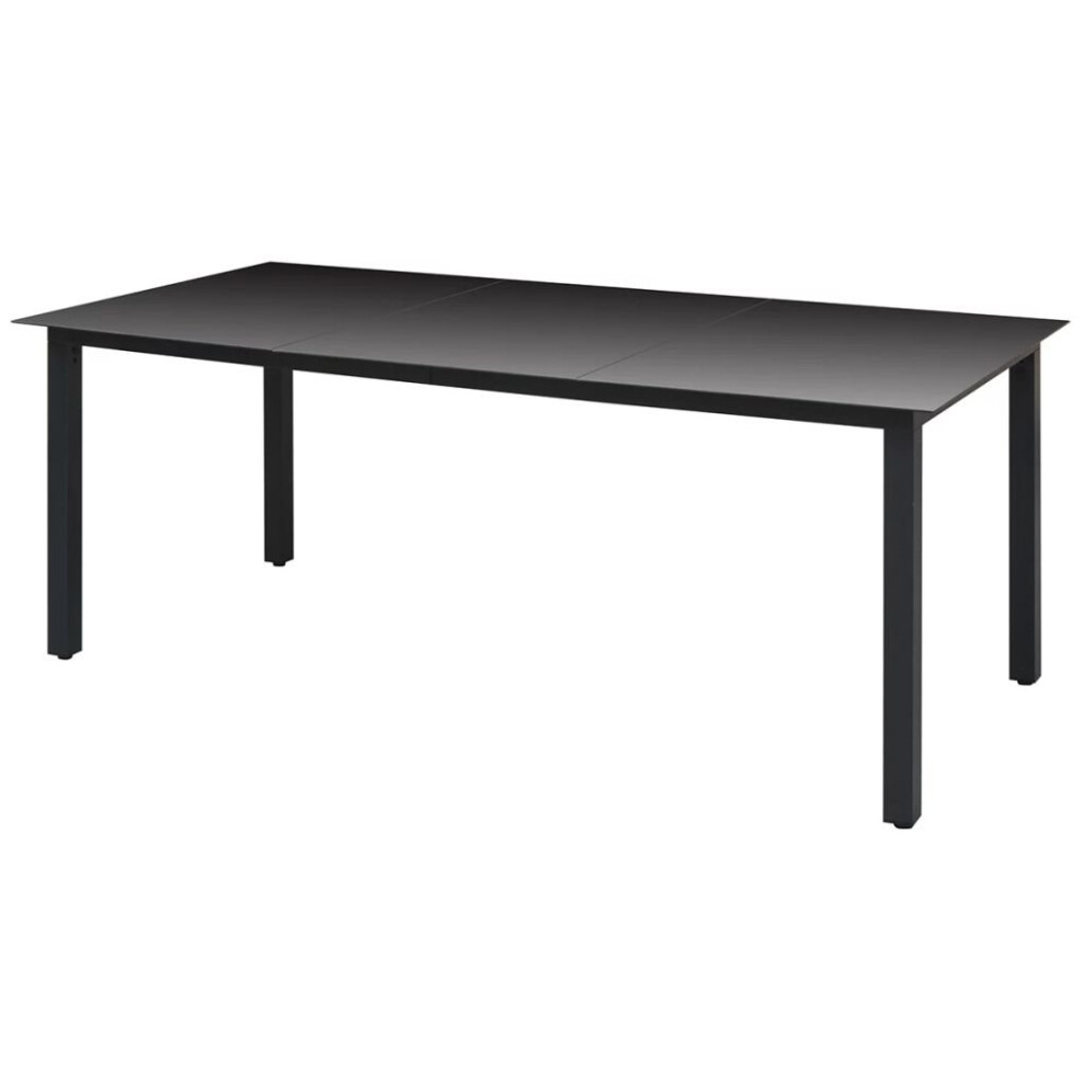 vidaXL Garden Dining Table Glass Aluminium 190x90x74 cm Black Outdoor Patio