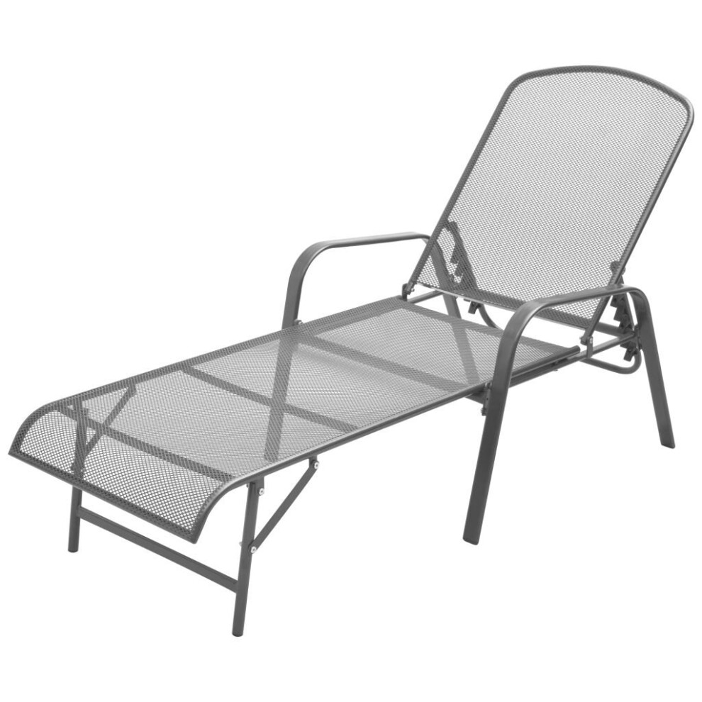 Vidaxl Sunlounger Steel Mesh Adjustable Outdoor Garden Reclining Mesh Chair