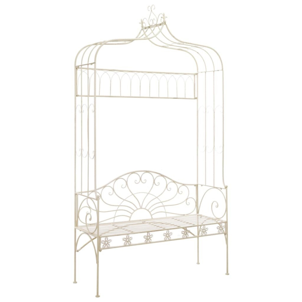 Vidaxl Garden Bench 122Cm Iron Antique White 45434 - Outdoor Patio Yard Seat Chair