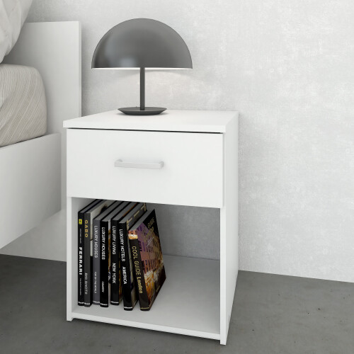 Bedside Table 1 Drawer Night Stand Cabinet Bedroom Storage Unit White